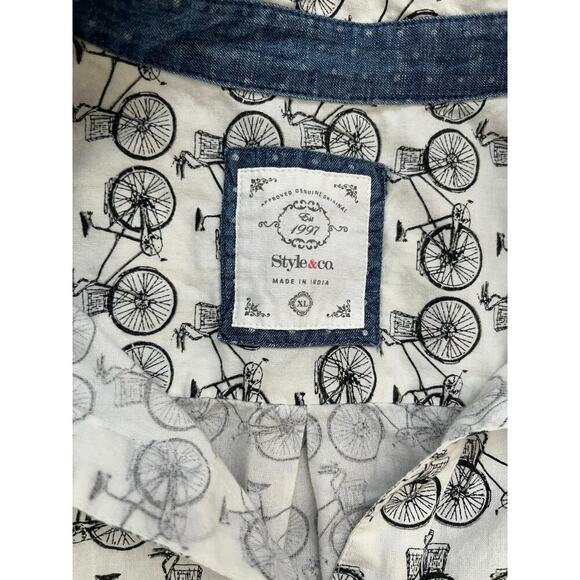 Style & Co Button Up Bicycle Shirt Women’s XL Long Sleeve‎ - Picture 3 of 6